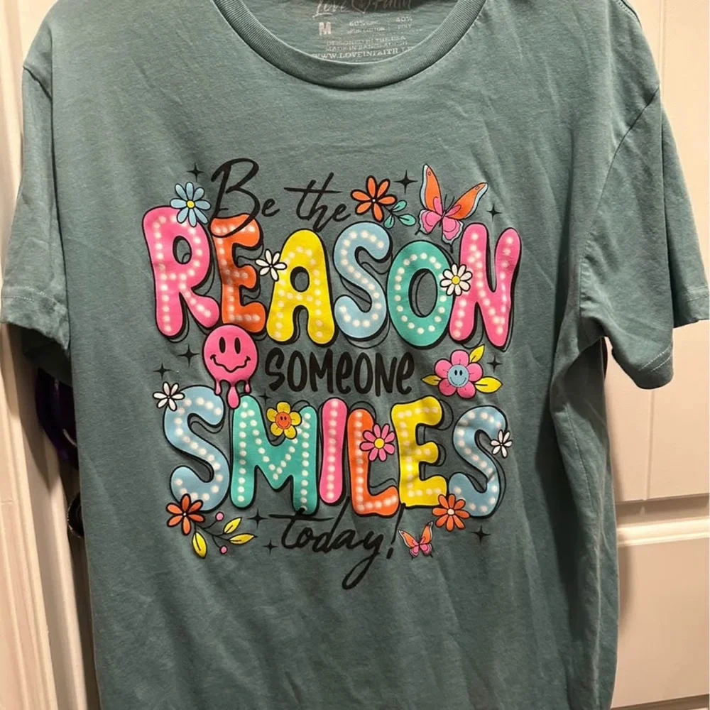 Women’s Graphic Tee - Be the Reason Someone Smiles - Blue - Picture 1 of 1